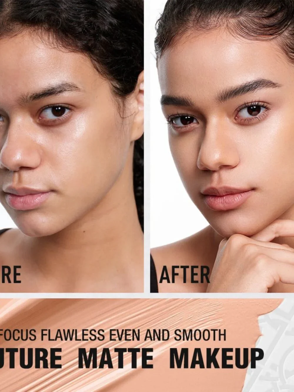 O.TWO.O Full Coverage Foundation, Oil-Control Waterproof Matte Vegan Light Beige
